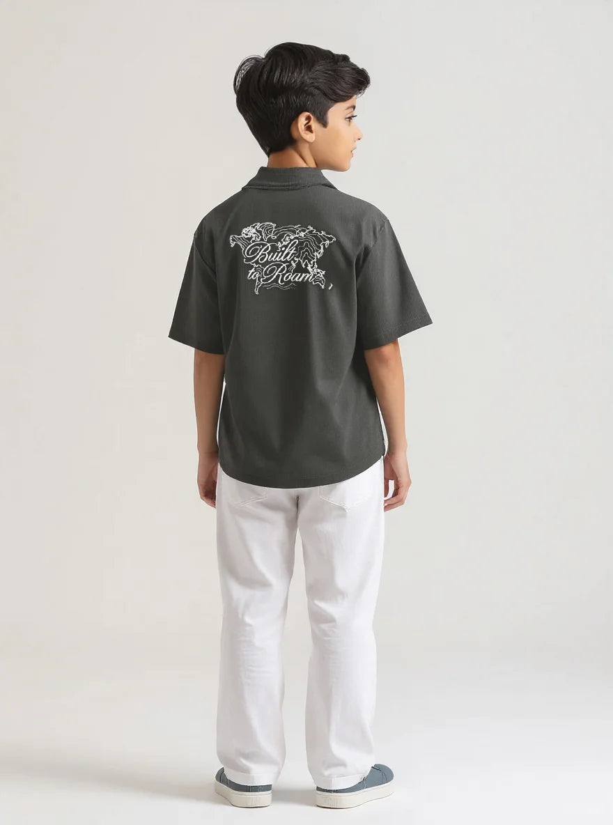 The Roamer Cuban- Oversized Shirt- Grey