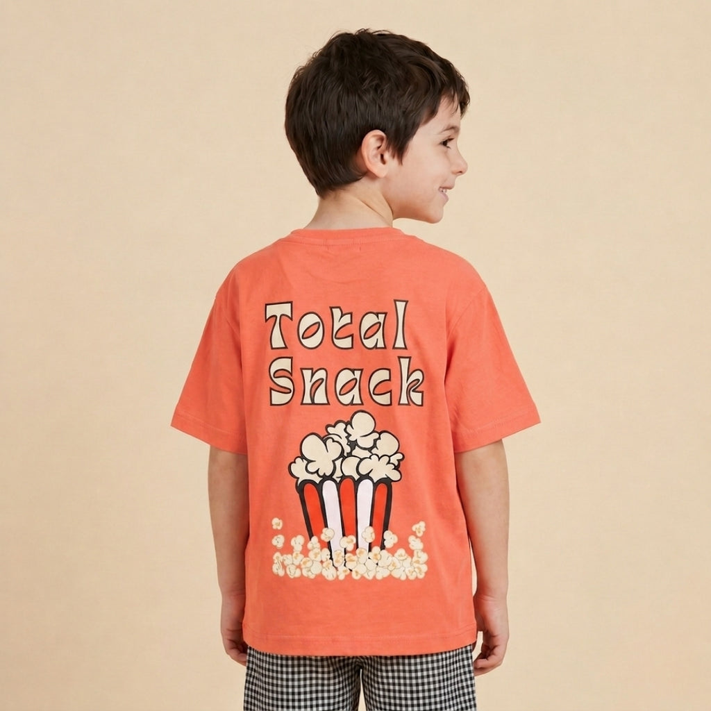 The Total Snack Tshirt - Orange Oversized Cotton T-shirt (Unisex)