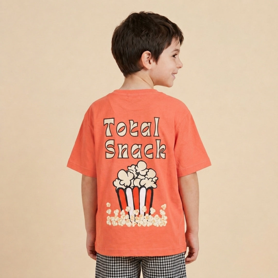 The Total Snack Tshirt - Orange Oversized Cotton T-shirt (Unisex)