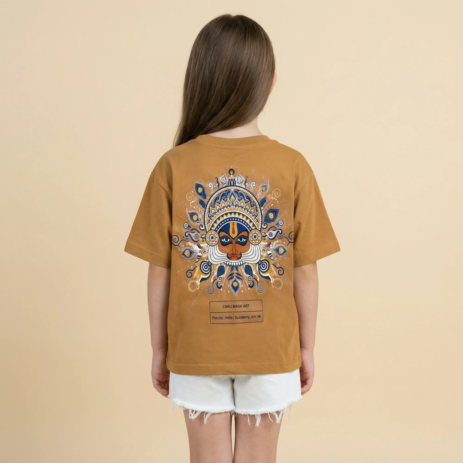 Chau Mask Art- Mustard Oversized Cotton T-shirt (Unisex)