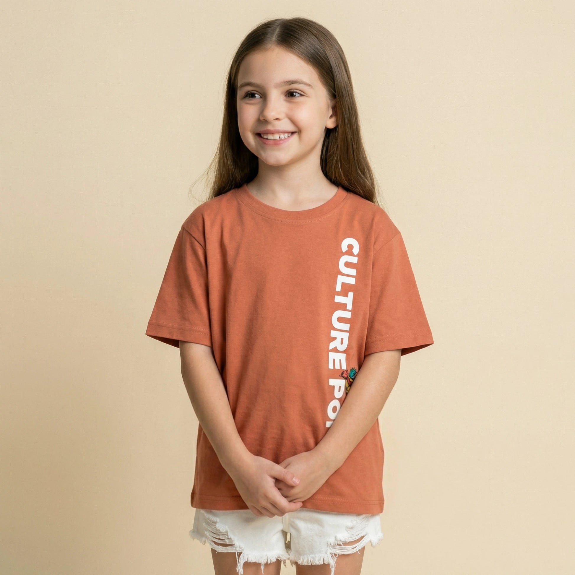 Culture Pop - Pattachitra Inspired Oversized Cotton T-shirt (Unisex)- Orange