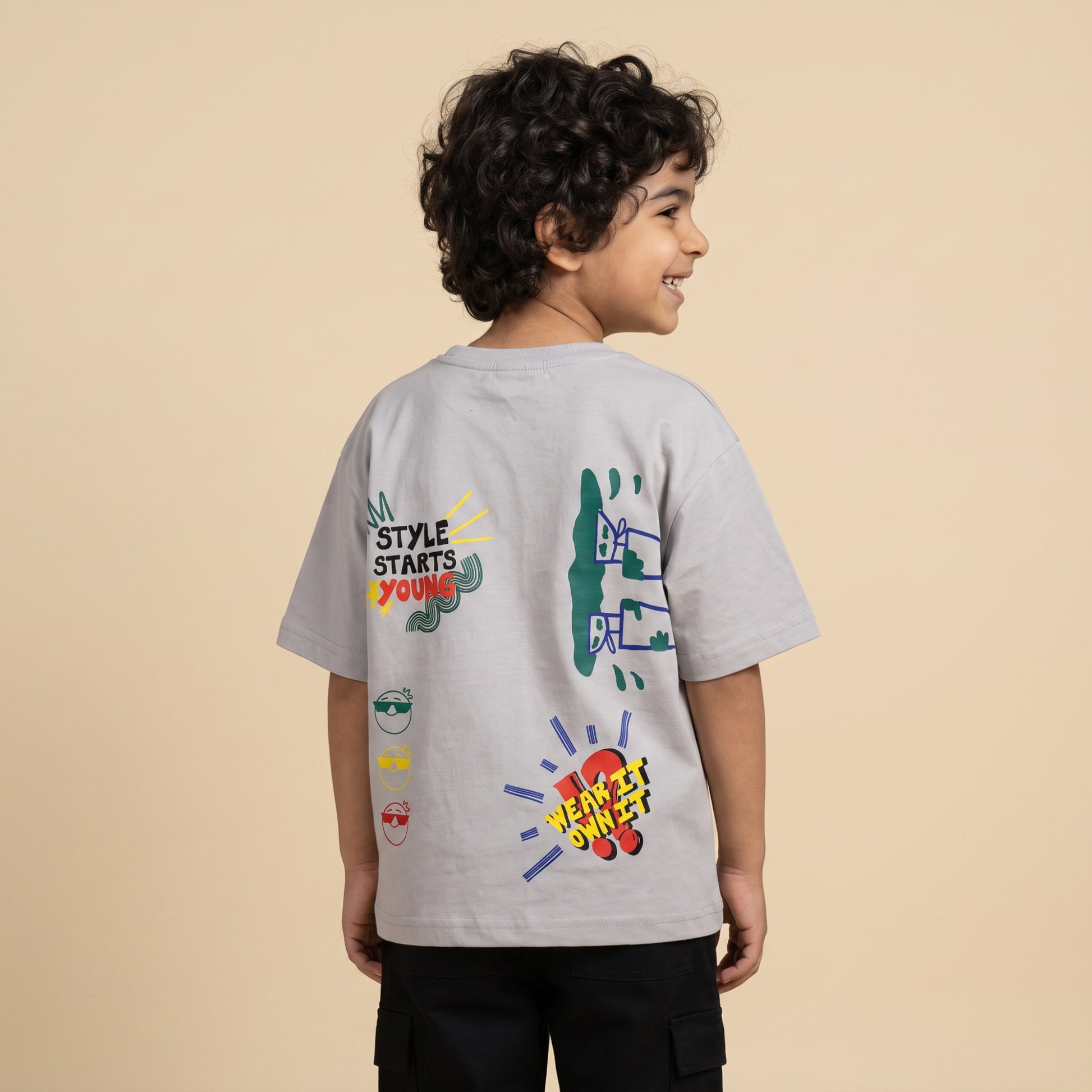 Scribble - Grey Oversized Cotton T-shirt (Unisex)