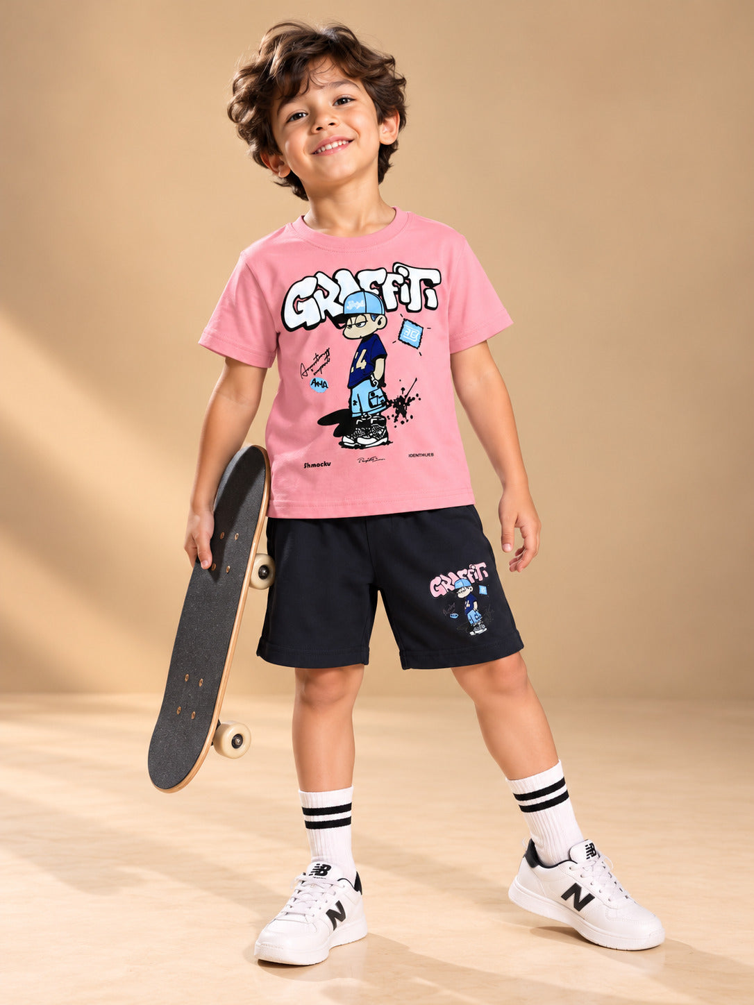 Pink Graphic T-Shirt & Shorts Set