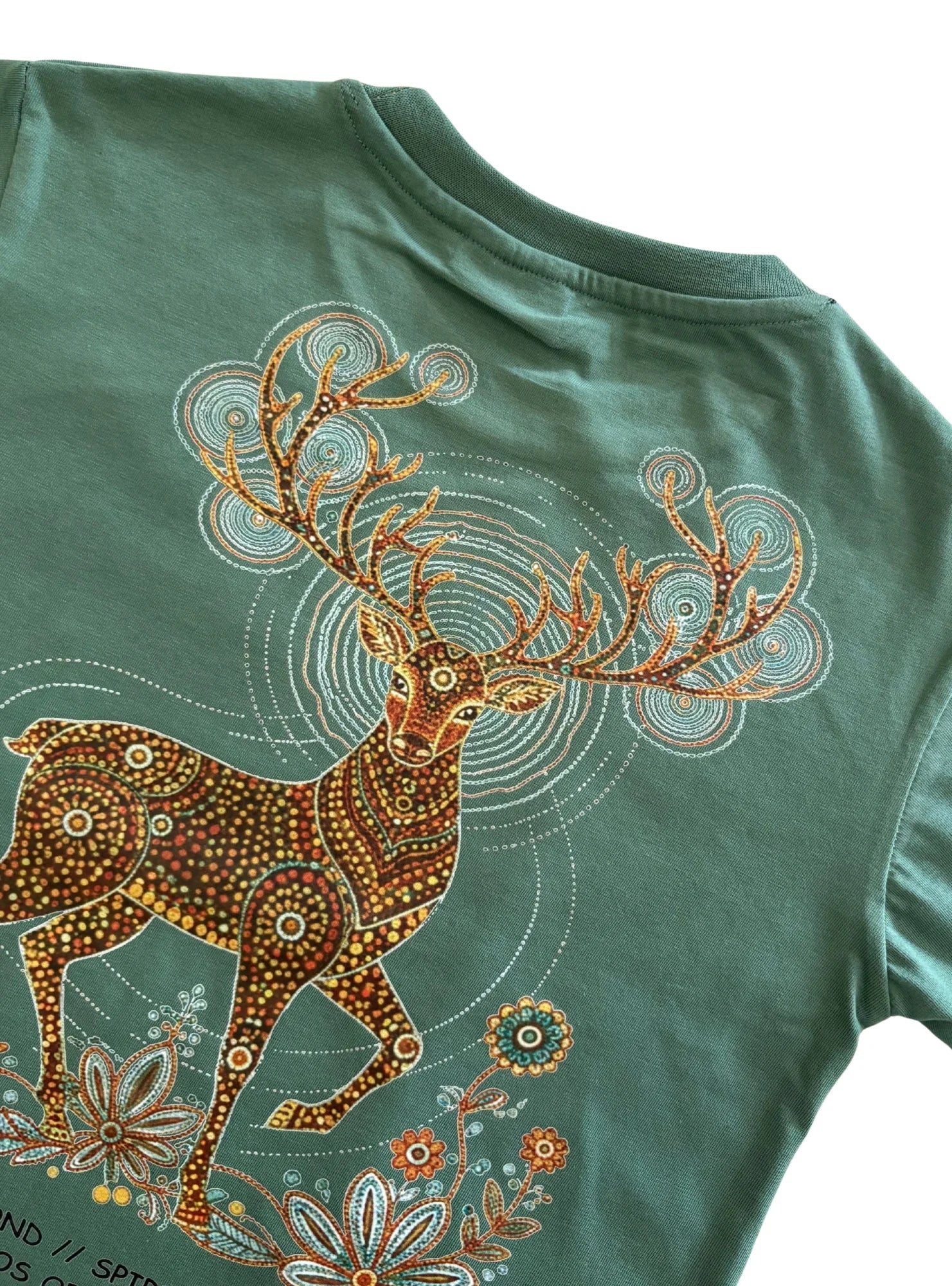 The Gond Deer- Green Oversized Cotton T-shirt (Unisex)