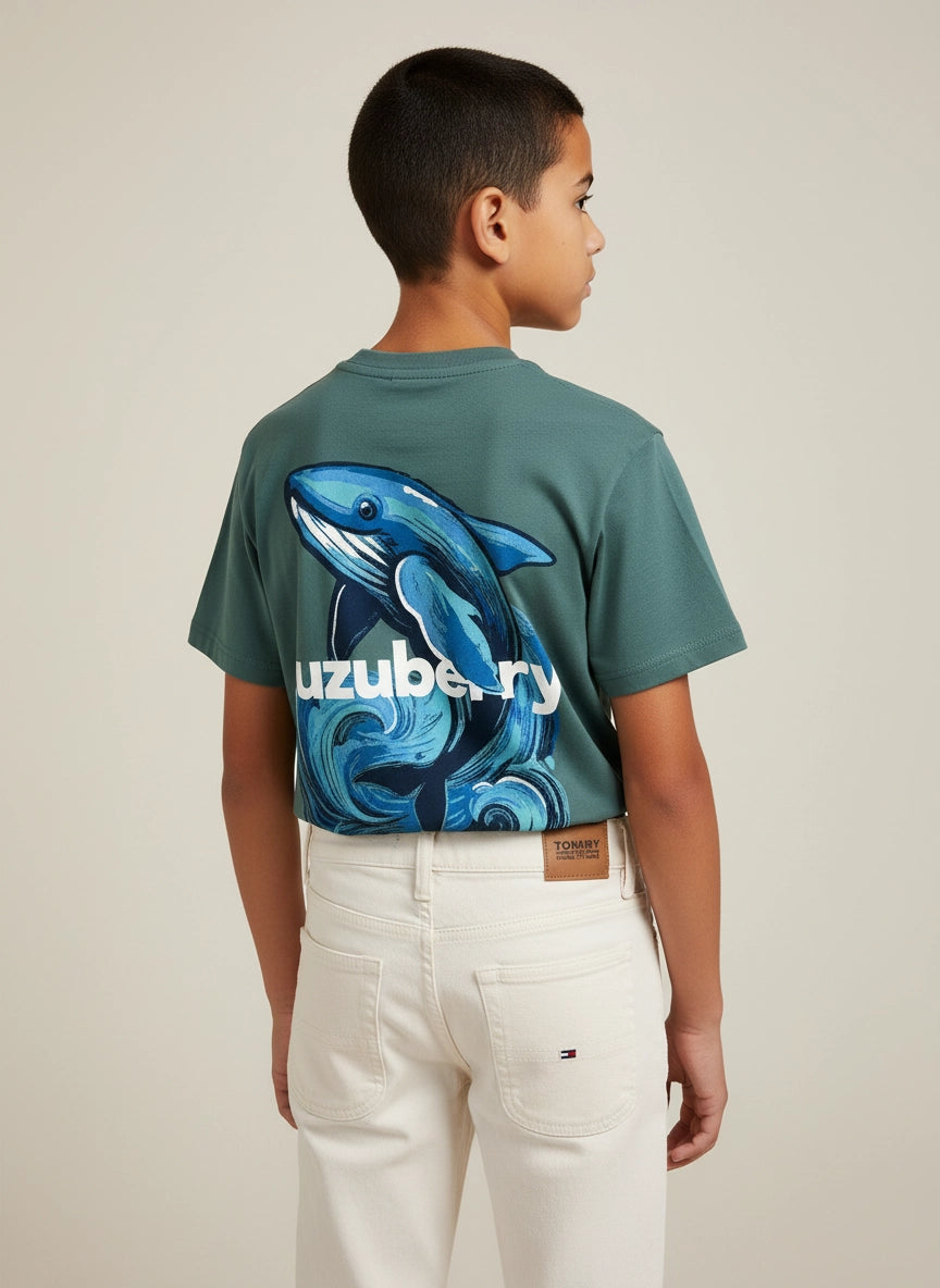 Whale Rider - Oversized Cotton T-shirt (Unisex)- Teal