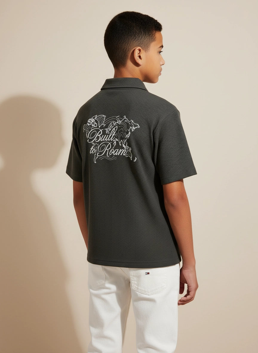The Roamer Cuban- Oversized Shirt- Grey