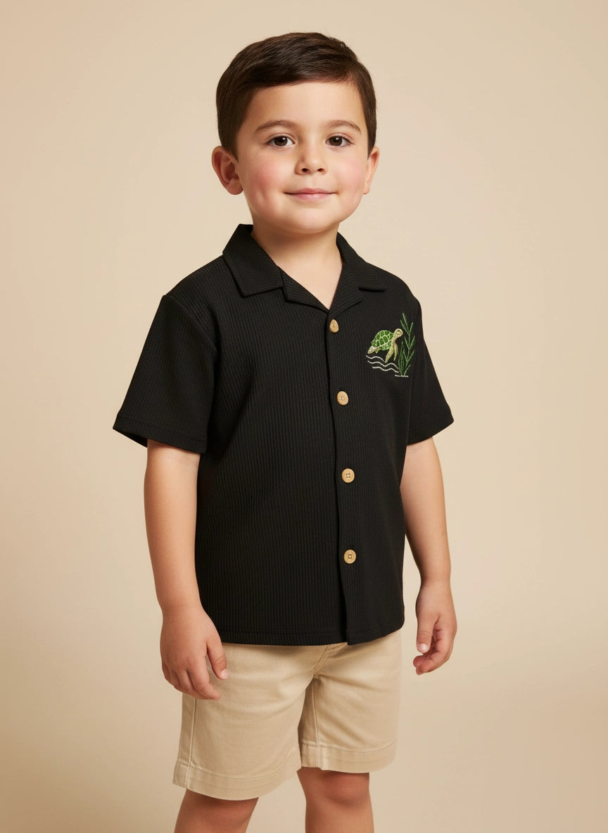 The Turtle Cuban - Oversized Shirt- Black